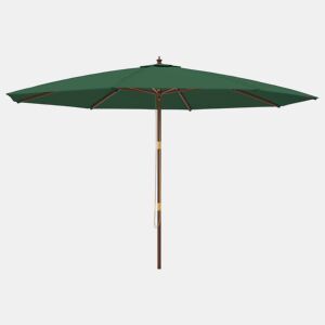 Guarda-sol de jardim com poste de madeira 400 x 273 cm verde 02_0008371