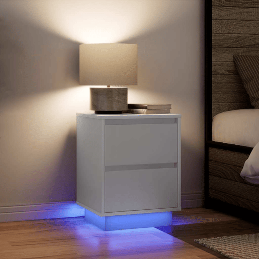 Mesa De Cabeceira - Mesinha De Cabeceira - Mesinha De Cabeceira com luzes LED branco 38x34x50 cm