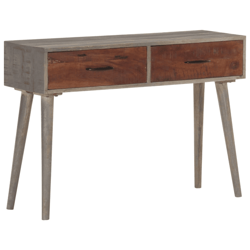 Mesa Consola - Mesa De Entrada 110x35x75 cm mangueira maciça áspera cinzento