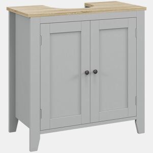 kleankin Móvel para Lavatório Pousar Armário para Casa de Banho com 2 Portas e Prateleira Ajustável Estilo Moderno 60x30x60 cm Cinza e Madeira