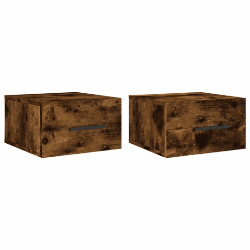 Lote de 2 Mesas De Cabeceira de parede - Mesinhas De Cabeceira 35x35x20 cm carvalho fumado