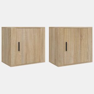 Lote de 2 Mesas De Cabeceira parede - Mesinhas De Cabeceira 50x30x47 cm cor carvalho sonoma