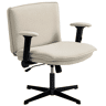 HOMCOM Cadeira de Escritório Cadeira de Secretária com Apoios de Braço Rebatíveis Assento Largo sem Rodas Altura Ajustável Giratória Função Basculante e Estofada em Linho 76x70x85-97 cm Creme