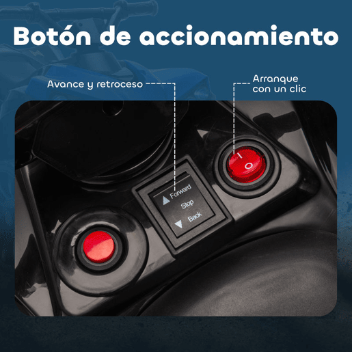 AIYAPLAY Quadriciclo Elétrico para Crianças 6 V Quadriciclo para Crianças de 3-8 Anos com Velocidade até 3u202Fkmh Faróis e Música 70x42x45 cm Azul