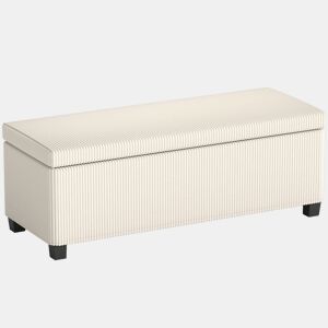 HOMCOM Banco de Arrumação Banco com Armazenamento Capacidade de 84 L 112x42x40 cm Estofado em Veludo Banco Pé de Cama para Dormitório Bege