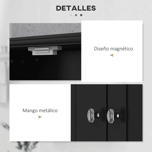 kleankin Armário de Parede para Casa de Banho Armário Suspenso de Casa de Banho com 2 Portas Prateleira Aberta e 2 Gavetas Estilo Moderno 50,8x17,8x66 cm Preto