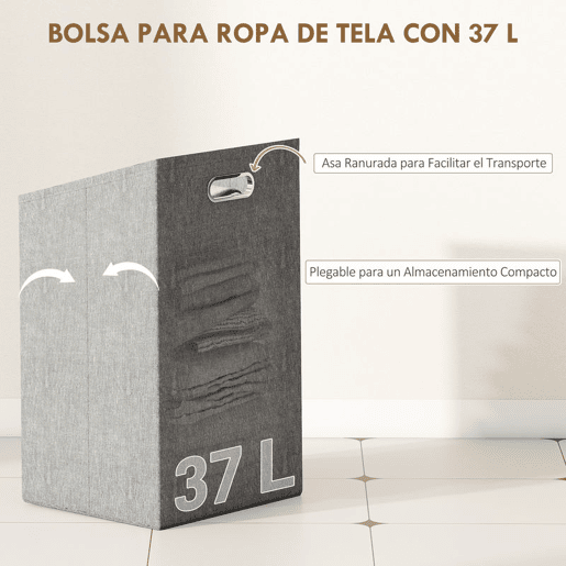 HOMCOM Armário para Roupa de Bambu Móvel Auxiliar para Casa de Banho 40x30x95 cm com 2 Prateleiras Abertas Cesto Amovível Pega e Desenho com Ripas para Espaços Pequenos Madeira