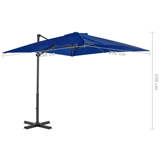 Guarda-sol deslocado e poste de alumínio 250 x 250 cm azul celeste 02_0008547