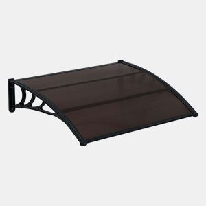 Toldo para porta de entrada cobertura de recepção à prova de intempéries ABS policarbonato alumínio 150 x 100 cm preto marrom 03_0004669