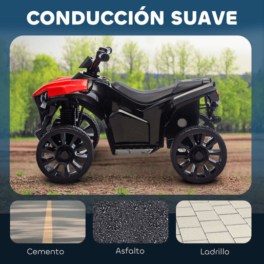 AIYAPLAY Quadriciclo Elétrico para Crianças 6 V Quadriciclo para Crianças de 3-8 Anos com Velocidade até 3u202Fkmh Faróis e Música 70x42x45 cm Vermelho