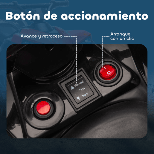 AIYAPLAY Quadriciclo Elétrico para Crianças 6 V Quadriciclo para Crianças de 3-8 Anos com Velocidade até 3u202Fkmh Faróis e Música 70x42x45 cm Vermelho