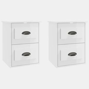 Lote de 2 Mesas De Cabeceira parede - Mesinhas De Cabeceira 41,5x36x53 cm branco brilhante