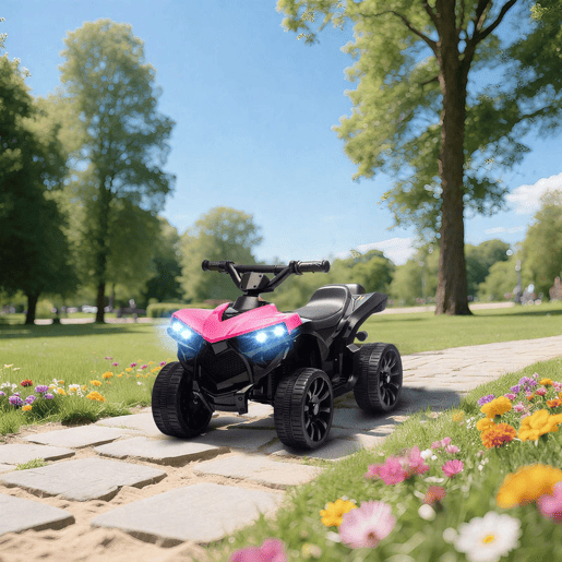 AIYAPLAY Quadriciclo Elétrico para Crianças 6 V Quadriciclo para Crianças de 3-8 Anos com Velocidade até 3u202Fkmh Faróis e Música 70x42x45 cm Rosa