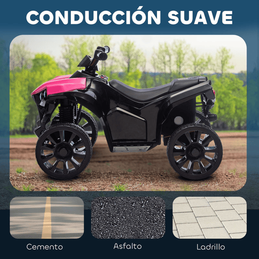 AIYAPLAY Quadriciclo Elétrico para Crianças 6 V Quadriciclo para Crianças de 3-8 Anos com Velocidade até 3u202Fkmh Faróis e Música 70x42x45 cm Rosa