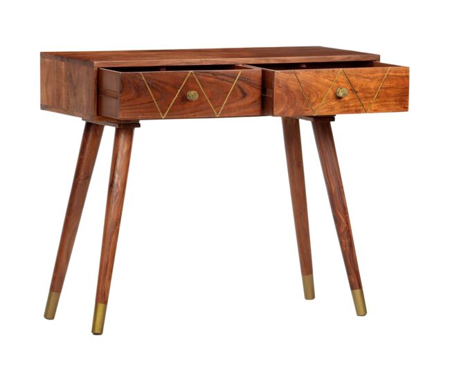 Mesa consola - mesa de entrada de madera maciza de acacia 90x35x76 cm