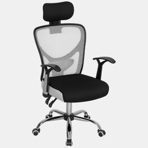 Vinsetto Cadeira de Escritório Cadeira para Secretária Giratória com Altura Ajustável Função Reclinável Apoio para a Cabeça e Suporte Lombar 62x67x108-118 cm Cinza
