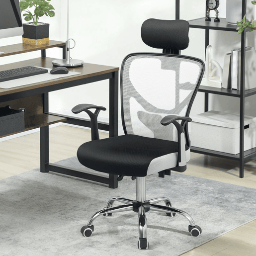 Vinsetto Cadeira de Escritório Cadeira para Secretária Giratória com Altura Ajustável Função Reclinável Apoio para a Cabeça e Suporte Lombar 62x67x108-118 cm Cinza