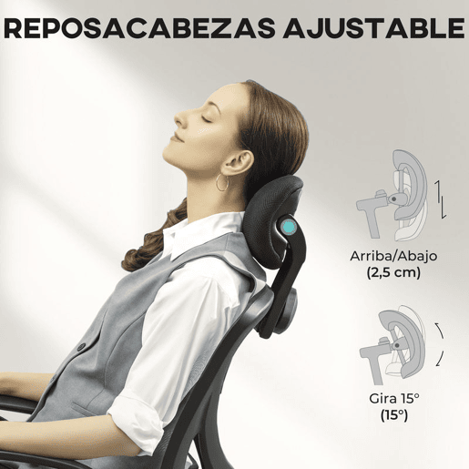 Vinsetto Cadeira de Escritório Cadeira para Secretária Giratória com Altura Ajustável Função Reclinável Apoio para a Cabeça e Suporte Lombar 62x67x108-118 cm Cinza