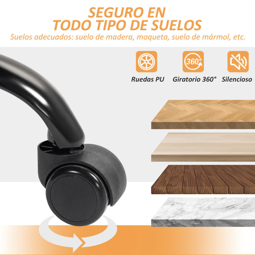 HOMCOM Cadeira de Escritório com Suporte Lombar Inflável Estofada em PU Cadeira de Secretária Giratória com Apoio para Pés Encosto Reclinável Encosto Alto Altura Ajustável 65x76x113-121 cm Preto