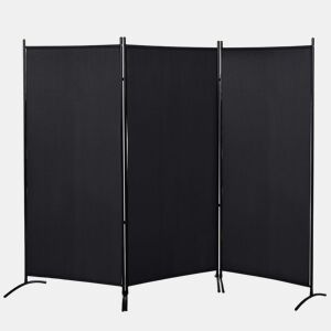 HOMCOM Biombo de 3 Paineis Separador de Ambientes Dobrável 253x50x182 cm Divisor de Ambientes Biombo de Privacidade com 6 Pés de Metal para Escritório Dormitório Preto