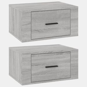 Lote de 2 Mesas De Cabeceira de parede - Mesinhas De Cabeceira 50x36x25 cm cinzento sonoma