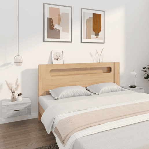 Lote de 2 Mesas De Cabeceira de parede - Mesinhas De Cabeceira 50x36x25 cm cinzento sonoma
