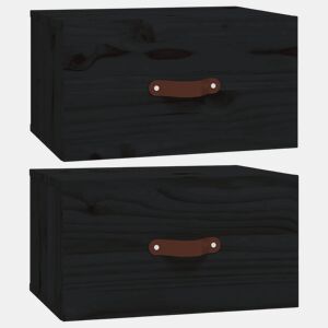 Lote de 2 Mesas De Cabeceira parede - Mesinhas De Cabeceira 40x29,5x22cm preto