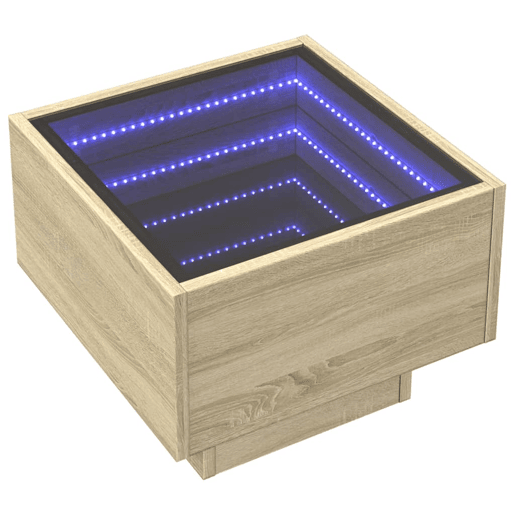 Mesa De Cabeceira - Mesinha De Cabeceira c LED Infinity 40x40x30 cm carvalho sonoma