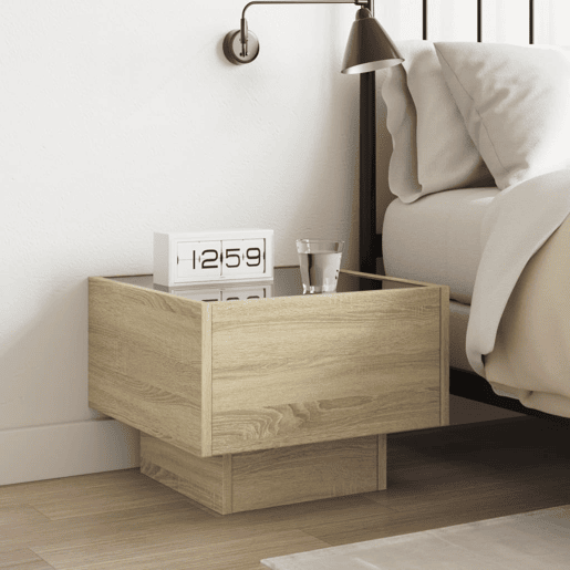 Mesa De Cabeceira - Mesinha De Cabeceira c LED Infinity 40x40x30 cm carvalho sonoma