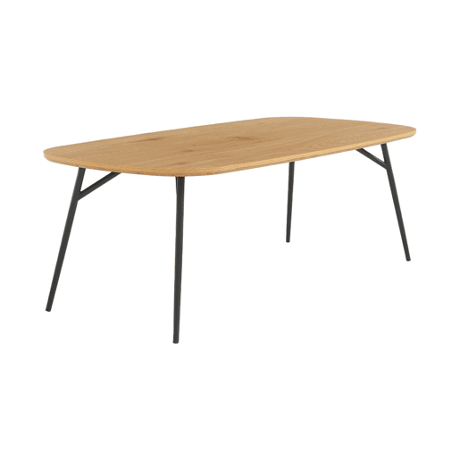 Mesa de centro retangular efeito carvalho pés de metal preto, Ezia, Carvalho, 120x60x41 cm