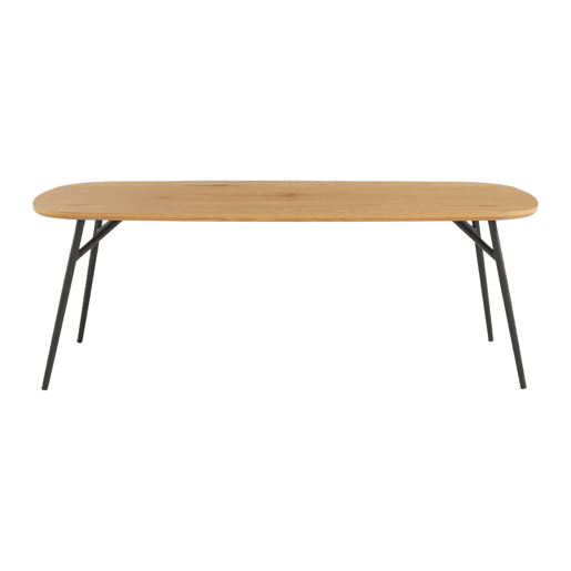 Mesa de centro retangular efeito carvalho pés de metal preto, Ezia, Carvalho, 120x60x41 cm