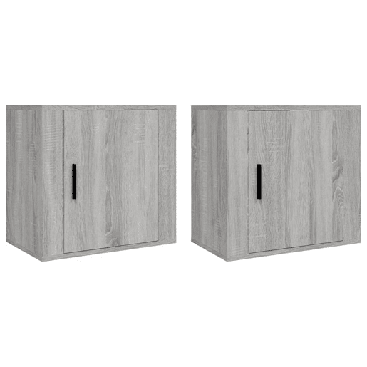 Lote de 2 Mesas De Cabeceira de parede - Mesinhas De Cabeceira 50x30x47 cm cinzento sonoma