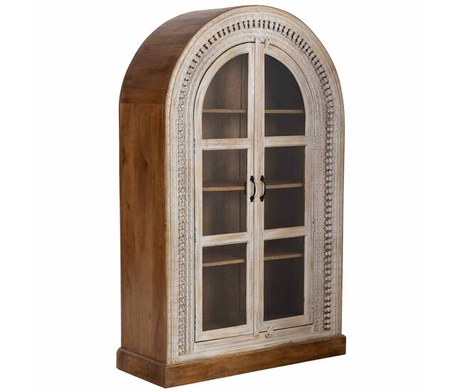 Vitrina de madera artesanal blanca 112x41x181h cm