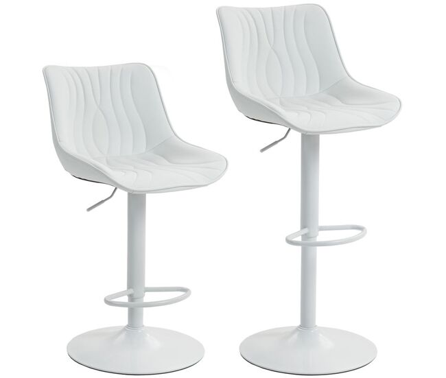 Homcom juego de 2 taburetes de bar taburetes altos de cocina giratorios con altura ajustable 92-110 cm respaldo asiento de piel sintética marco de