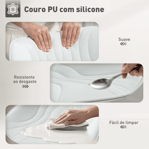 HOMCOM Conjunto de 2 Bancos de Bar Bancos Altos de Cozinha Giratórios com Altura Ajustável 92-110 cm Encosto Assento em Couro Sintético Estrutura de Aço e Apoio para Pés Branco