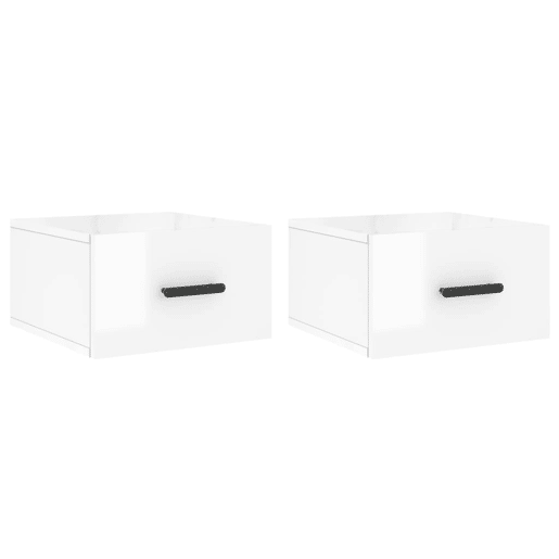 Lote de 2 Mesas De Cabeceira parede - Mesinhas De Cabeceira 35x35x20 cm branco brilhante