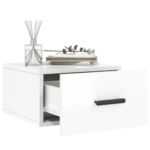 Lote de 2 Mesas De Cabeceira parede - Mesinhas De Cabeceira 35x35x20 cm branco brilhante