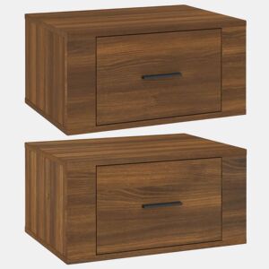 Lote de 2 Mesas De Cabeceira de parede - Mesinhas De Cabeceira 50x36x25 cm carvalho castanho