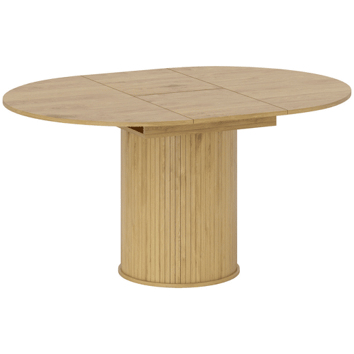 HOMCOM Mesa de Jantar Extensível Redonda 110-150 cm Mesa de Cozinha Extensível para 6-8 Pessoas com Base Estriada para Sala de Estar 110-150x110x75 cm Madeira
