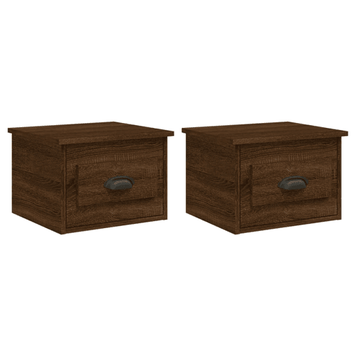 Lote de 2 Mesas De Cabeceira parede - Mesinhas De Cabeceira 41,5x36x28 cm carvalho castanho