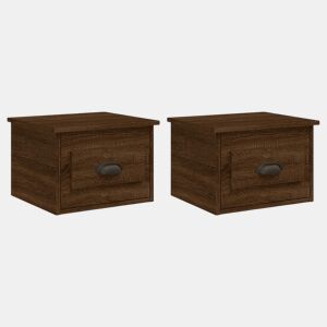 Lote de 2 Mesas De Cabeceira parede - Mesinhas De Cabeceira 41,5x36x28 cm carvalho castanho