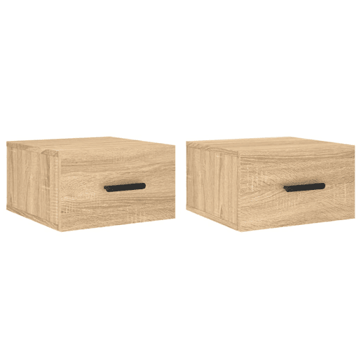 Lote de 2 Mesas De Cabeceira parede - Mesinhas De Cabeceira 35x35x20 cm cor carvalho sonoma