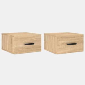 Lote de 2 Mesas De Cabeceira parede - Mesinhas De Cabeceira 35x35x20 cm cor carvalho sonoma