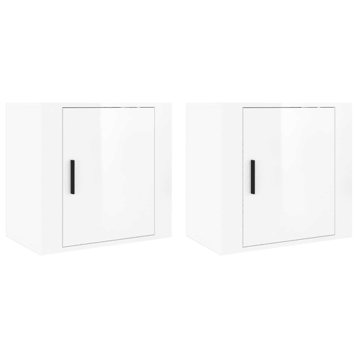 Lote de 2 Mesas De Cabeceira parede - Mesinhas De Cabeceira 50x30x47 cm branco brilhante