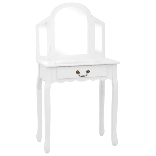 Penteadeira e banco luxuoso 65 x 36 x 128 cm madeira MDF branca 02_0006268