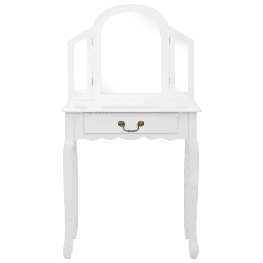 Penteadeira e banco luxuoso 65 x 36 x 128 cm madeira MDF branca 02_0006268