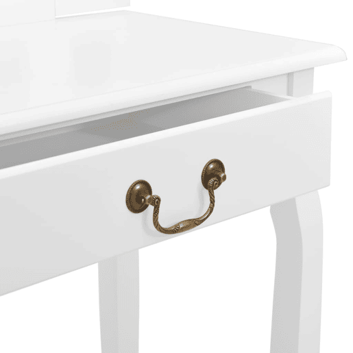 Penteadeira e banco luxuoso 65 x 36 x 128 cm madeira MDF branca 02_0006268
