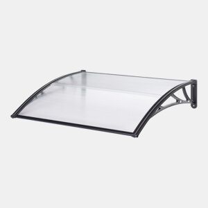 Toldo de porta de entrada com design de dossel de recepção resistente às intempéries 120 x 80 cm preto transparente 03_0006385