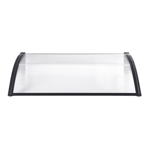 Toldo de porta de entrada com design de dossel de recepção resistente às intempéries 120 x 80 cm preto transparente 03_0006385