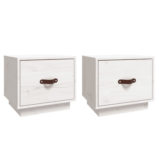 Lote de 2 Mesas De Cabeceira - Mesinhas De Cabeceira 40x34x35 cm pinho maciço branco